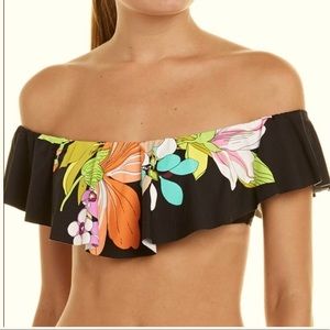 Trina Turk Tropical Ruffle Bikini Top. Size 4. NWOT.